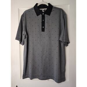 FootJoy Diamond Golf Polo Shirt Men's L Grey Black Short Sleeve Sports(977)